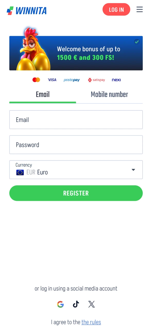 Complete fast account registration on the official Winnita platform using simple form.