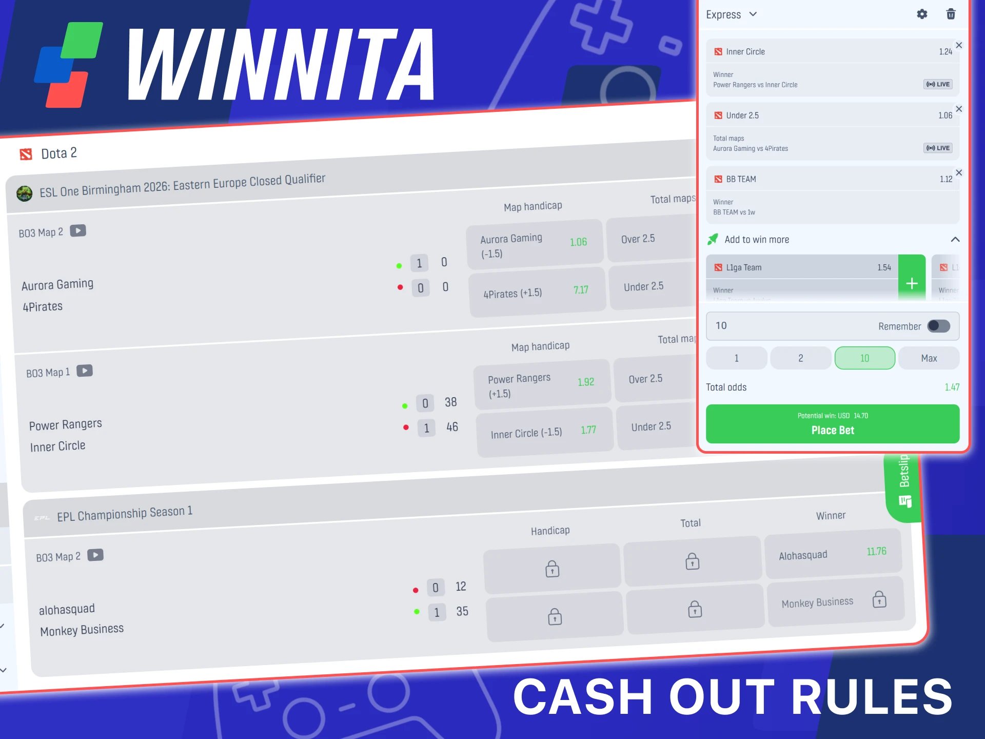 Understand cash out rules on the official Winnita betting platform.