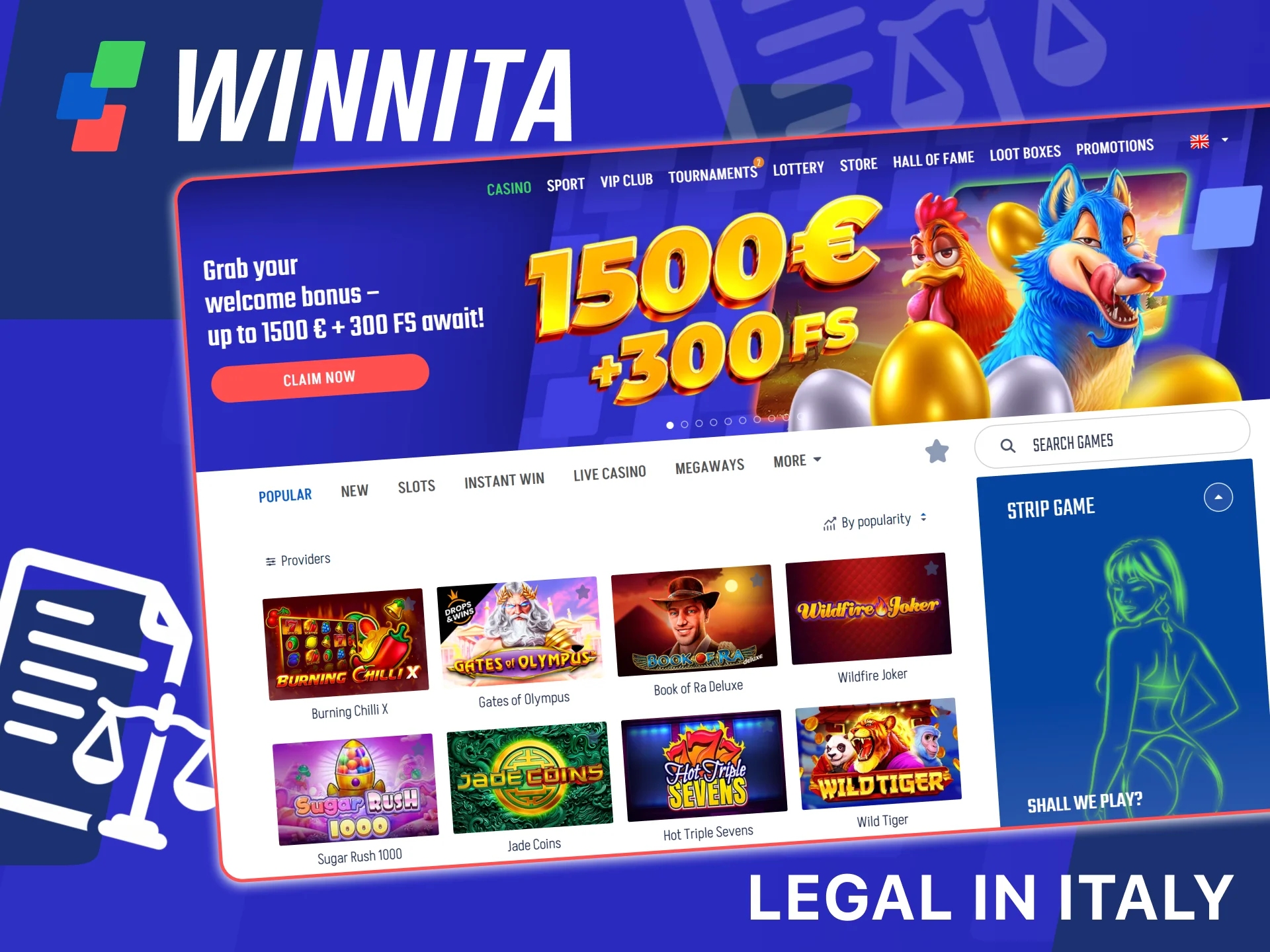Learn about Winnita’s legal status and licensing for players in Italy on the official site.
