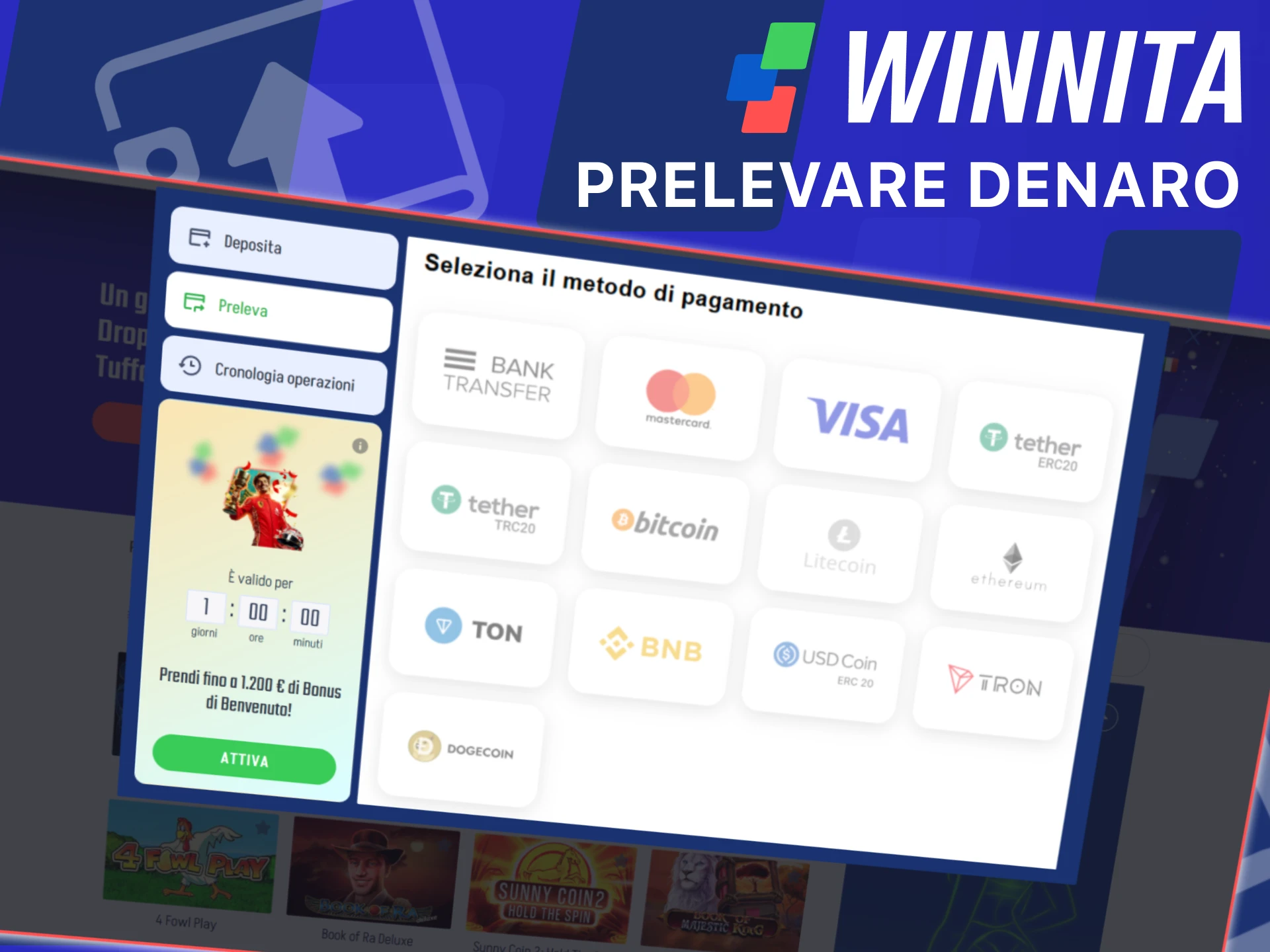 Scopri come prelevare denaro rapidamente e in sicurezza dal tuo account Winnita.