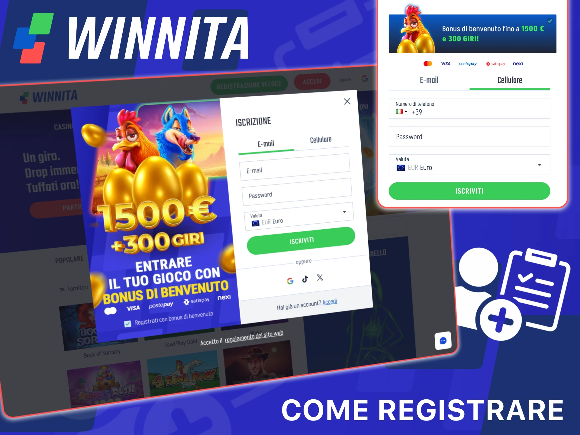 Registra un nuovo account sul sito ufficiale Winnita per giocare.