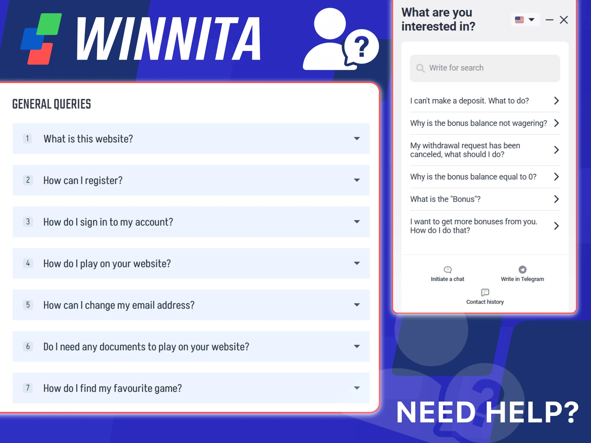 Get help with login or registration on the official Winnita website.