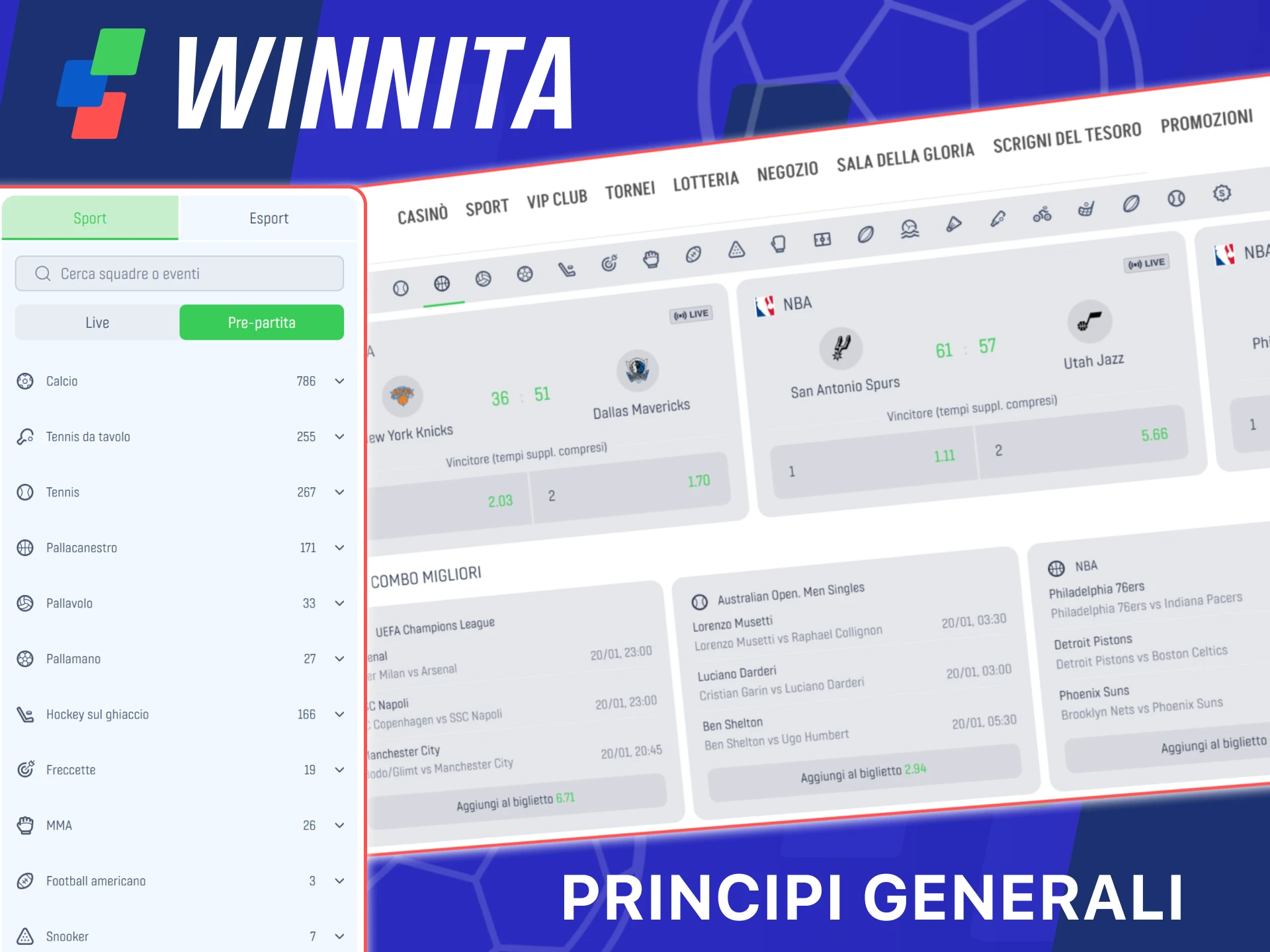 Impara i principi generali delle scommesse sportive sul sito Winnita.