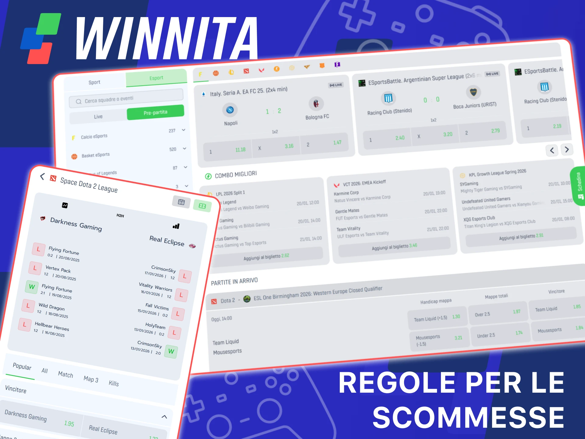 Controlla le regole delle scommesse esports sulla piattaforma ufficiale Winnita.