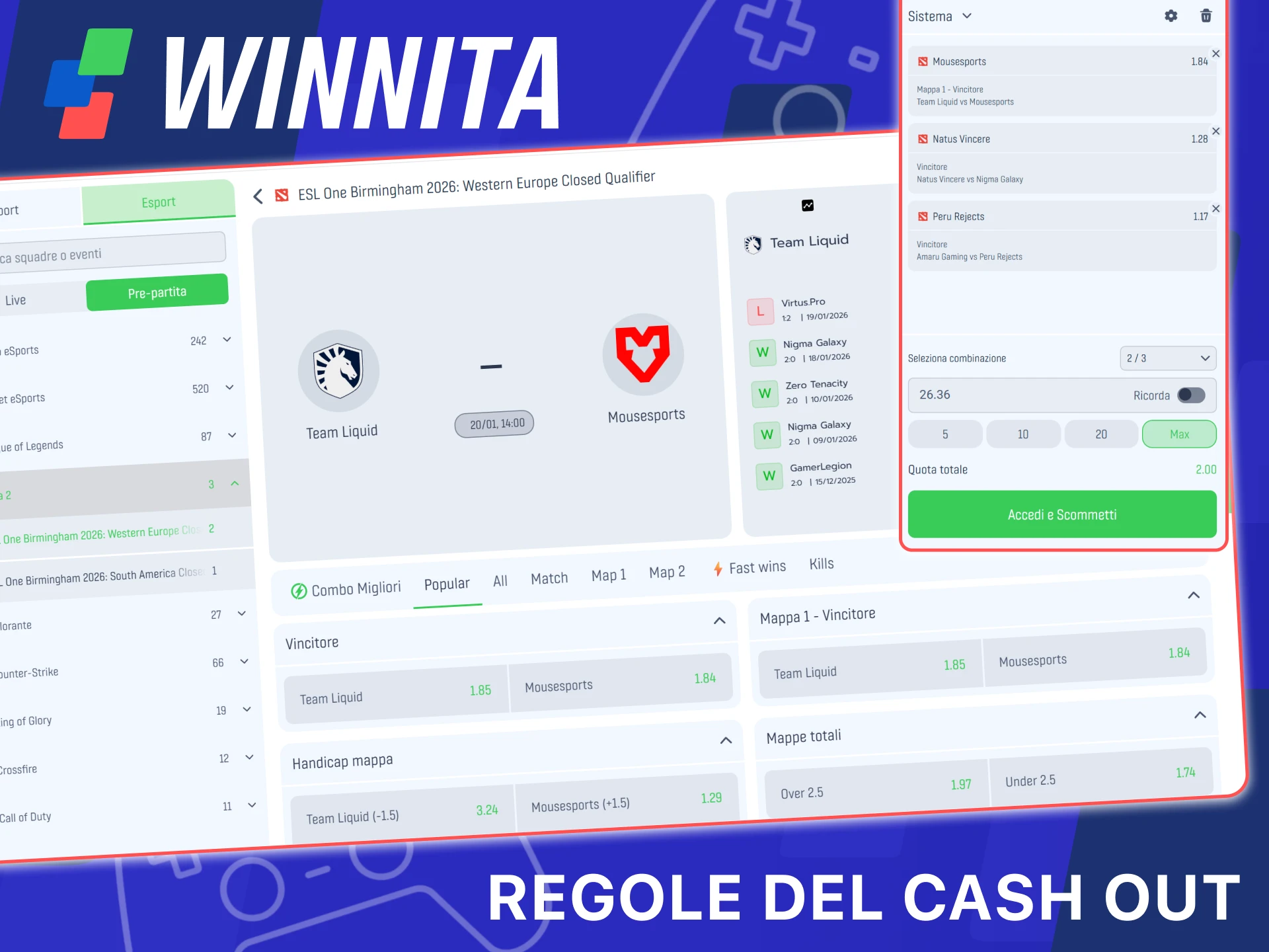 Comprendi le regole del cash out sulla piattaforma di scommesse ufficiale Winnita.