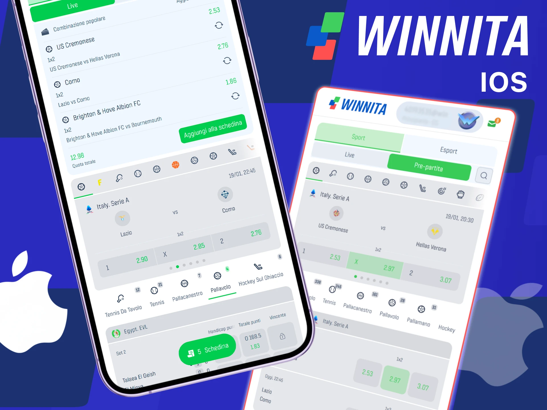 Accedi a Winnita Sports su iOS per scommesse mobili sulla piattaforma ufficiale.